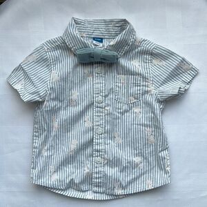 Old Navy Easter Bunny Button-Down Shirt with Bow Tie-6-12M